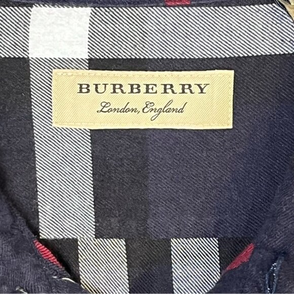 Burberry Men's Plaid Long Sleeve Button Down Shirt Navy, Black, White, Red XXL - Picture 3 of 6